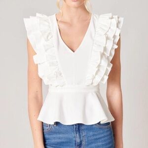 Sugar Lips White Ruffle Blouse